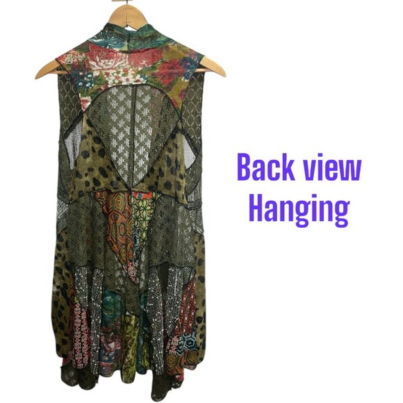 Soft Surroundings Women's Wearable Art Boho Hippie Open Cardigan Long Vest - Picture 8 of 8